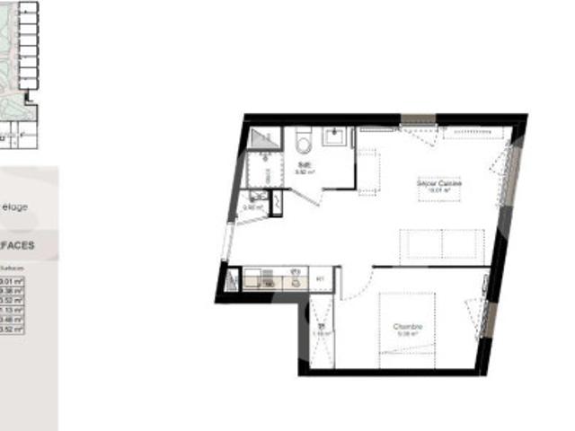 Location Saint André lez Lille, T2, 32m²