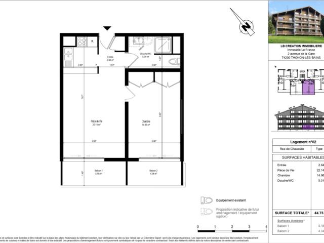 Appartement T2 avec balcon cadre exceptionnel et authentiq