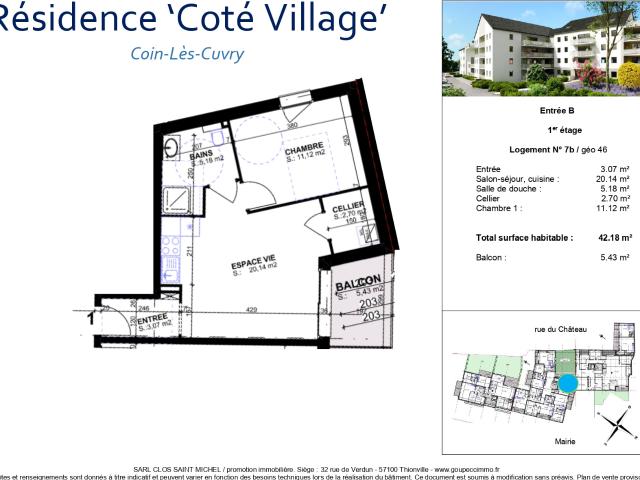 Appartement T2 avec extérieur Résidence Les Terrasses du Parc
