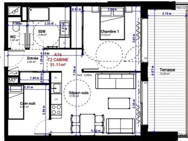 Appartement T2 de 51 m2