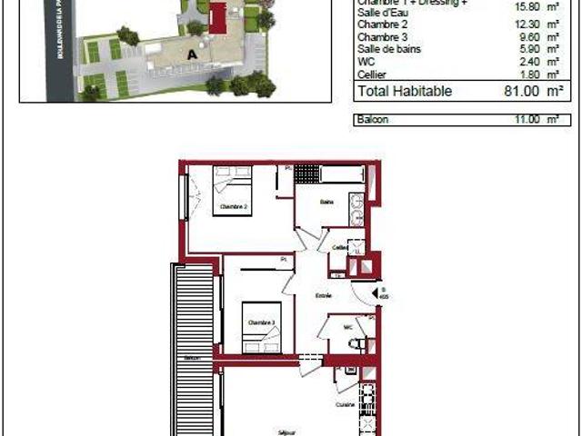 Appartement T4 81m2 à louer à Pau | Pichet