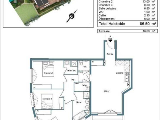 Appartement T4 86.5m2 à louer à Lons | Pichet