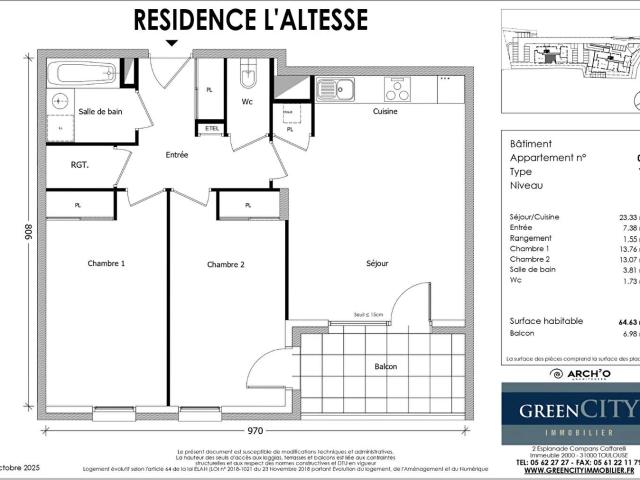 Appartement Thoiry 3 pièce s 64.63 m2