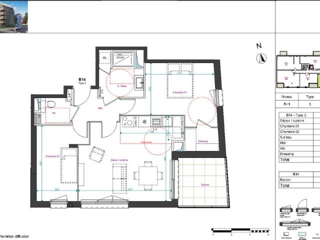 Appartement Tours 3 pièce s 59.73 m2