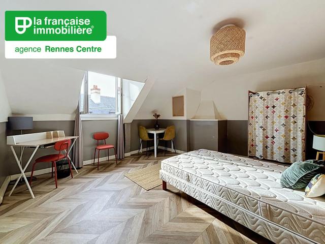 Appartement Type Studio à louer Meublé – Les Lices – 20.26 m² carrez – 23.68 m² au sol – dernier étage – local vélos – Rennes – Rue Saint Louis