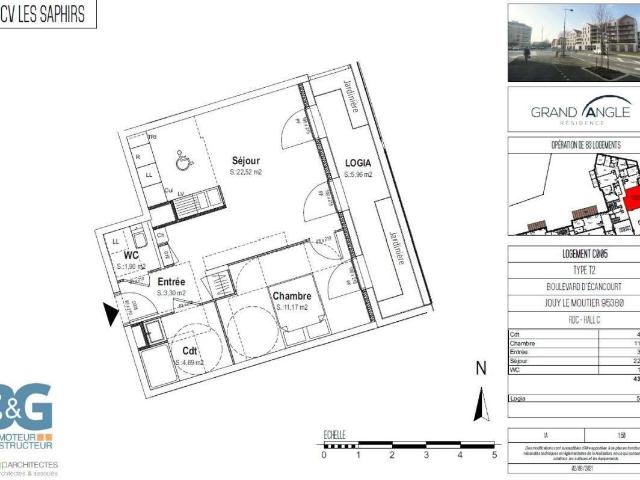 APPARTEMENT TYPE 2 RESIDENCE GRAND ANGLE JOUY LE MOUTIER