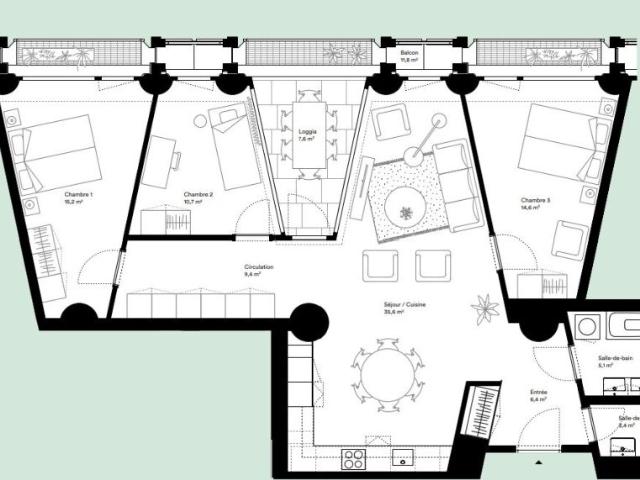 Appartement à champel dans immeuble design