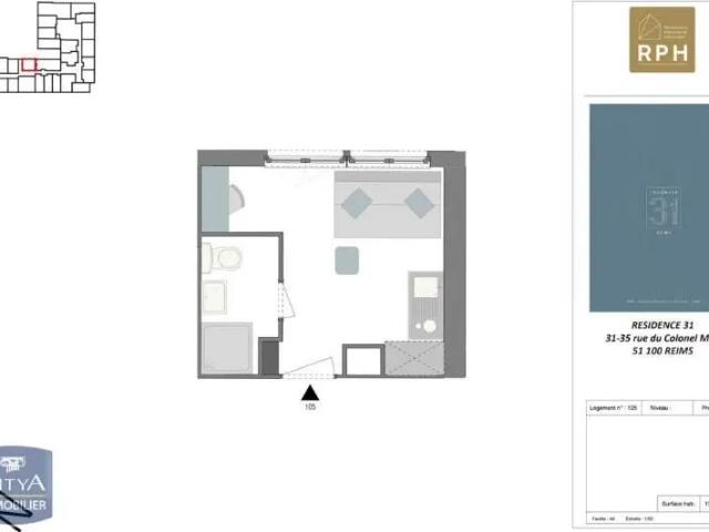 Appartement à louer 1 pièce 15.61m²