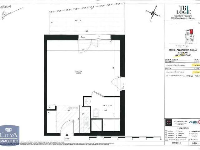 Appartement à louer 1 pièce 32.12m²