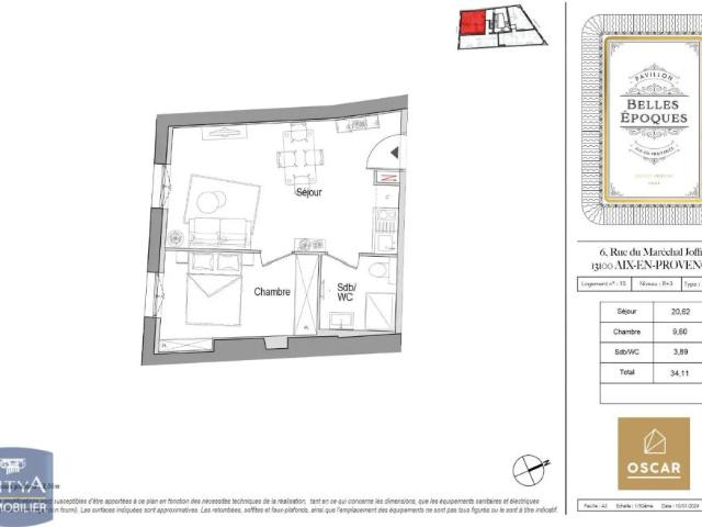 Appartement à louer 2 pièces 34.11m²
