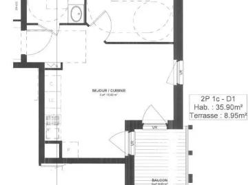 Appartement à louer 2 pièces 35.9m²