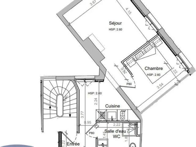 Appartement à louer 2 pièces 37.1m²