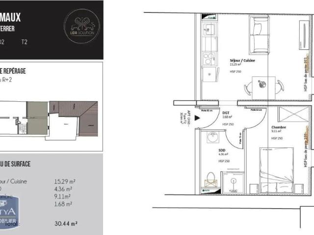 Appartement à louer 2 pièces 30.44m²