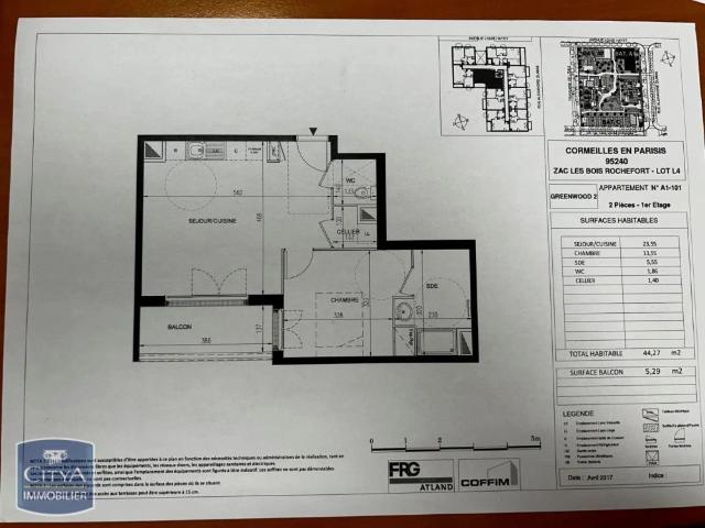 Appartement à louer 2 pièces 44.27m²