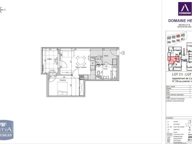Appartement à louer 2 pièces 45.1m²