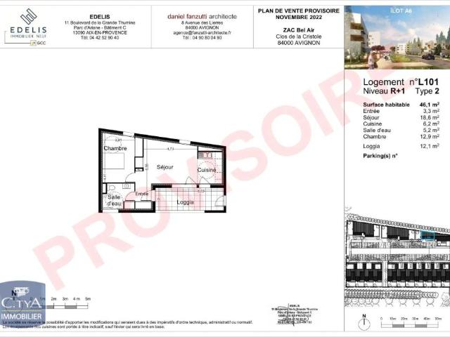 Appartement à louer 2 pièces 46.1m²