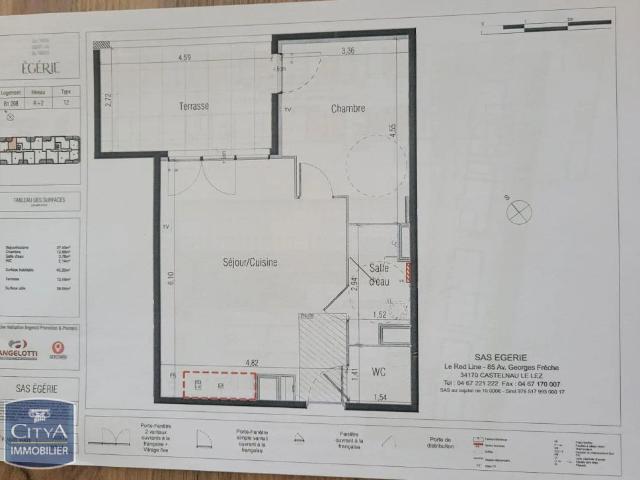 Appartement à louer 2 pièces 46.2m²