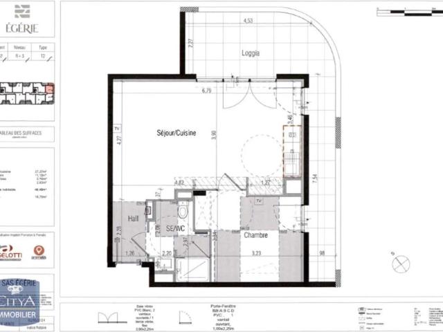 Appartement à louer 2 pièces 46.48m²