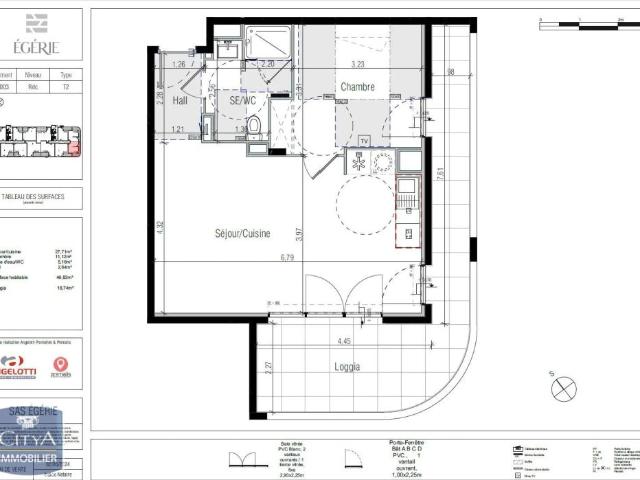 Appartement à louer 2 pièces 46.85m²