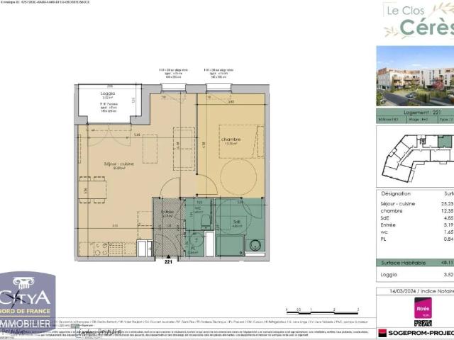 Appartement à louer 2 pièces 48.11m²