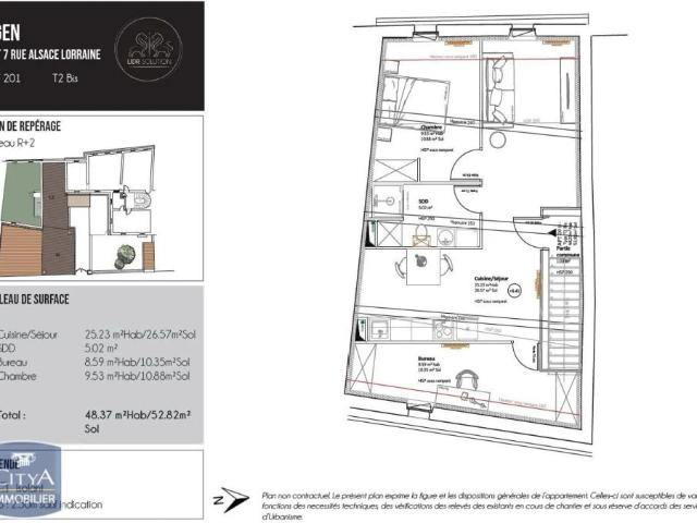 Appartement à louer 2 pièces 48.37m²