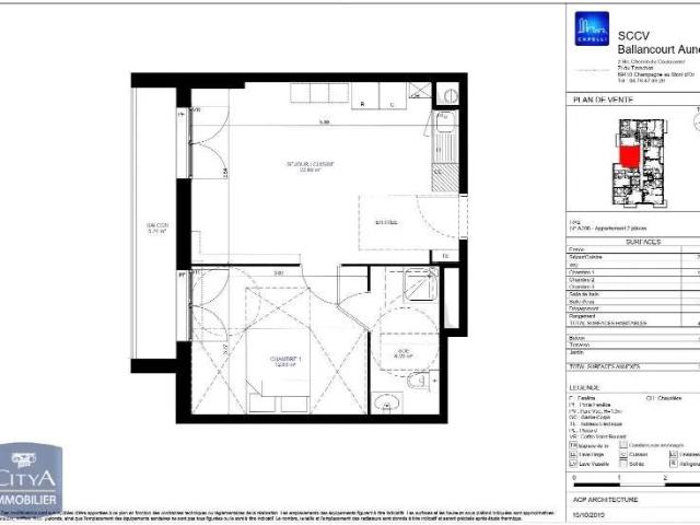 Appartement à louer 2 pièces 40.32m²