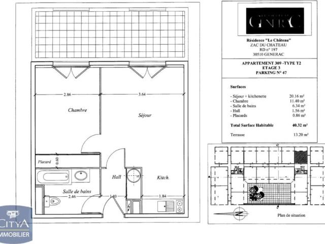 Appartement à louer 2 pièces 40.32m²