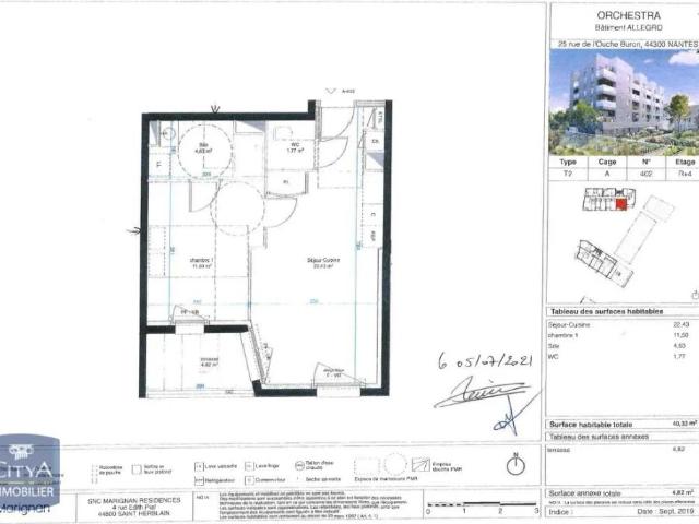 Appartement à louer 2 pièces 40.33m²