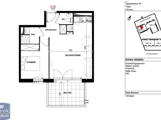 Appartement à louer 2 pièces 40.9m²