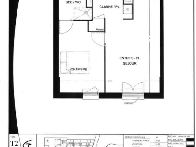 Appartement à louer 2 pièces 41.93m²