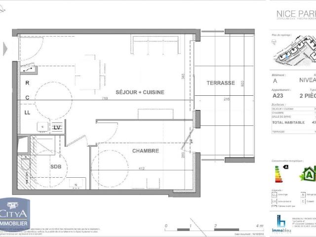 Appartement à louer 2 pièces 42.4m²