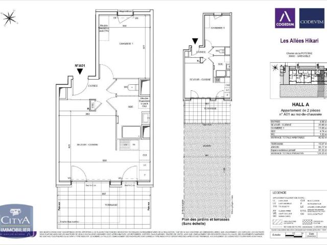 Appartement à louer 2 pièces 42.92m²