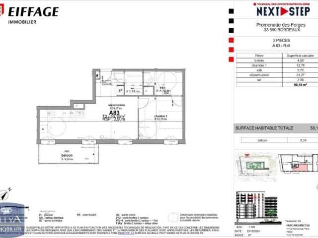 Appartement à louer 2 pièces 50.19m²