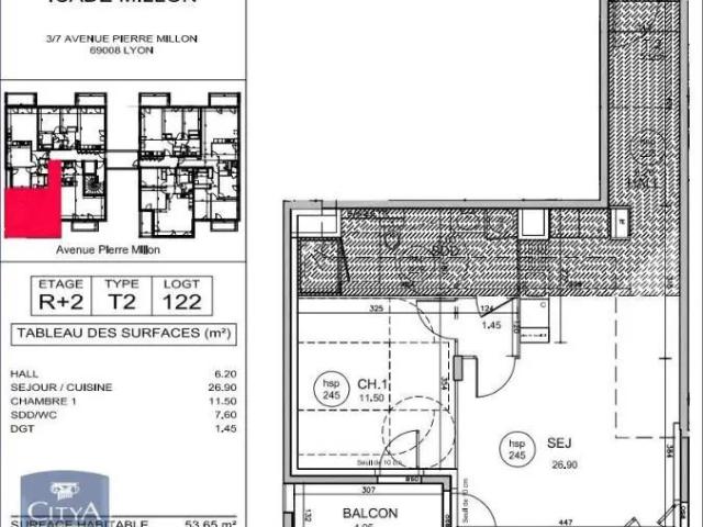 Appartement à louer 2 pièces 53.8m²
