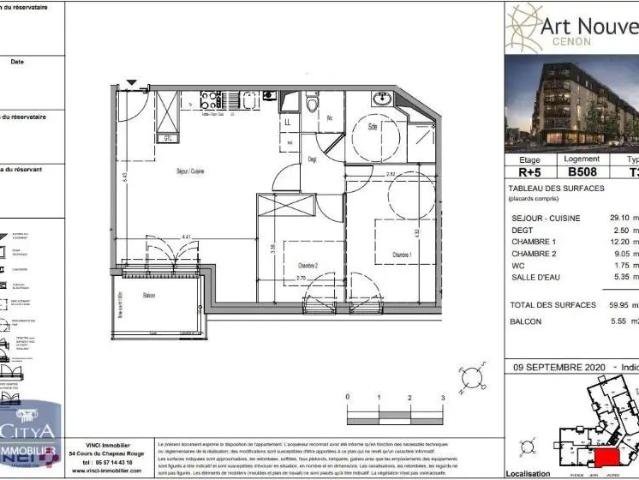 Appartement à louer 3 pièces 59.95m²