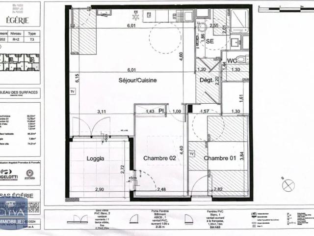 Appartement à louer 3 pièces 66.32m²