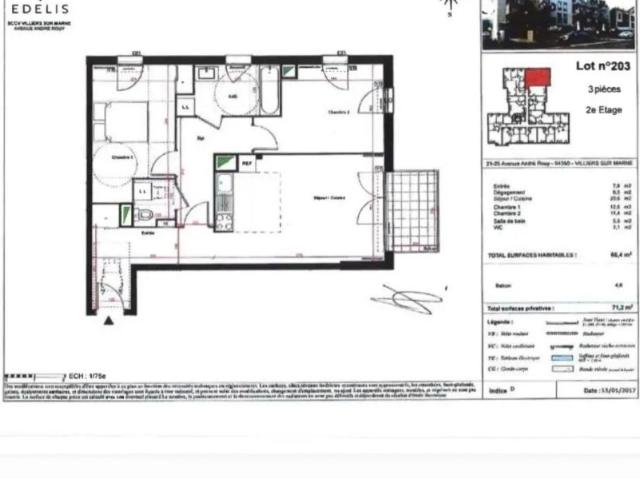 Appartement à louer 3 pièces 66.4m²