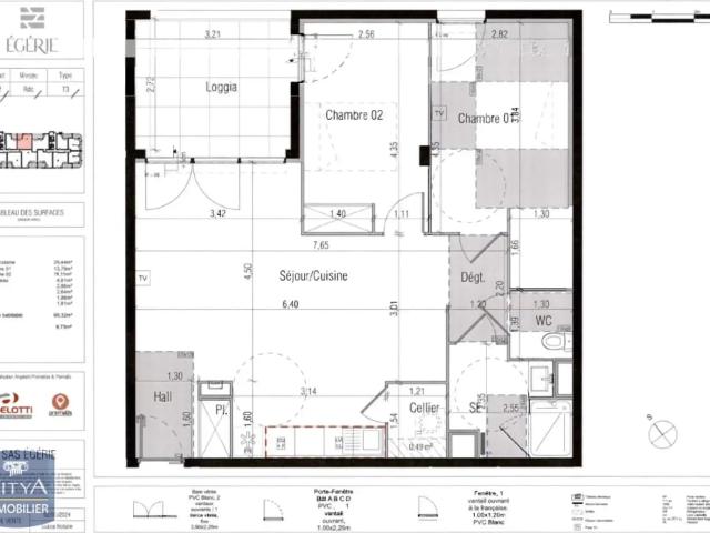 Appartement à louer 3 pièces 68.32m²