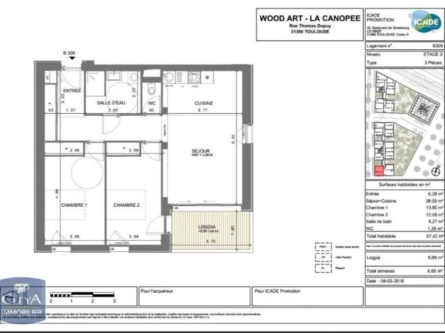 Appartement à louer 3 pièces 68.44m²