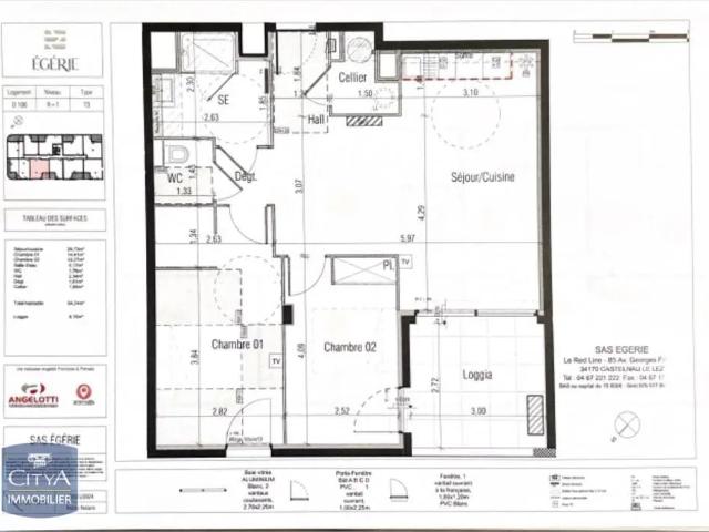 Appartement à louer 3 pièces 62.24m²