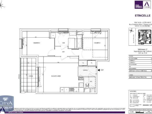 Appartement à louer 3 pièces 62.53m²