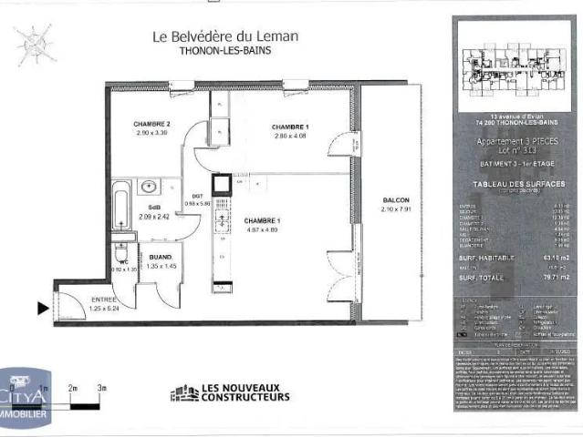Appartement à louer 3 pièces 63.1m²