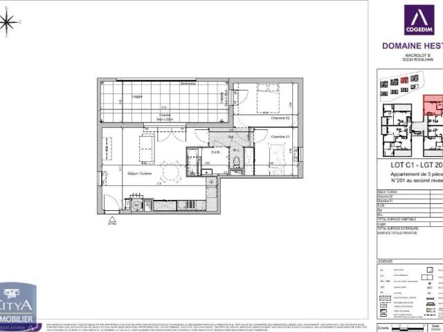 Appartement à louer 3 pièces 63.3m²