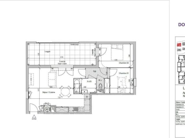 Appartement à louer 3 pièces 63.3m²