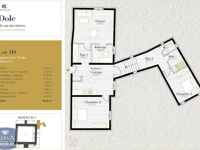 Appartement à louer 3 pièces 89.2m²