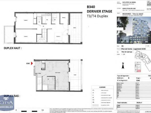 Appartement à louer 4 pièces 76.95m²