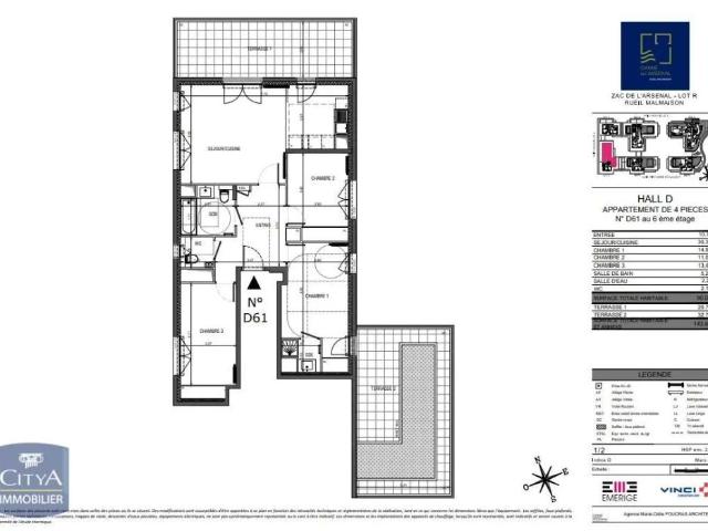 Appartement à louer 4 pièces 90.09m²
