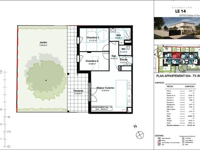 appartement à vendre 4 pièces SALAISE SUR SANNE 38