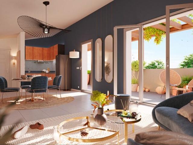 Appartement T2 au sud de Toulouse de 44,46m2 avec terrasse 5,57m2 et deux places de parking
