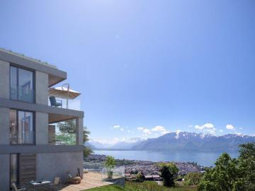 Appartement de 4.5 pièces avec vue plongeante sur le lac et les Alpes